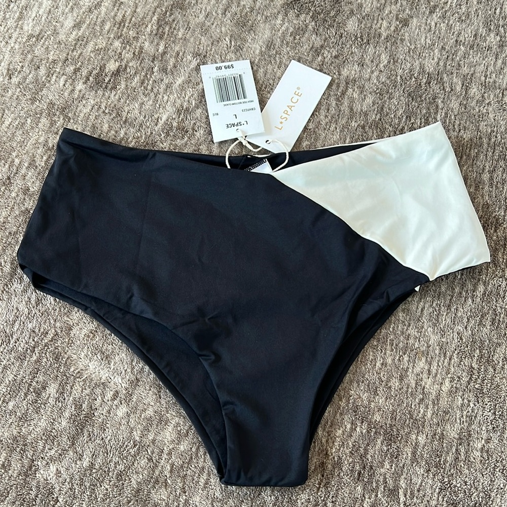 L*Space Black and White High-Cut Bikini